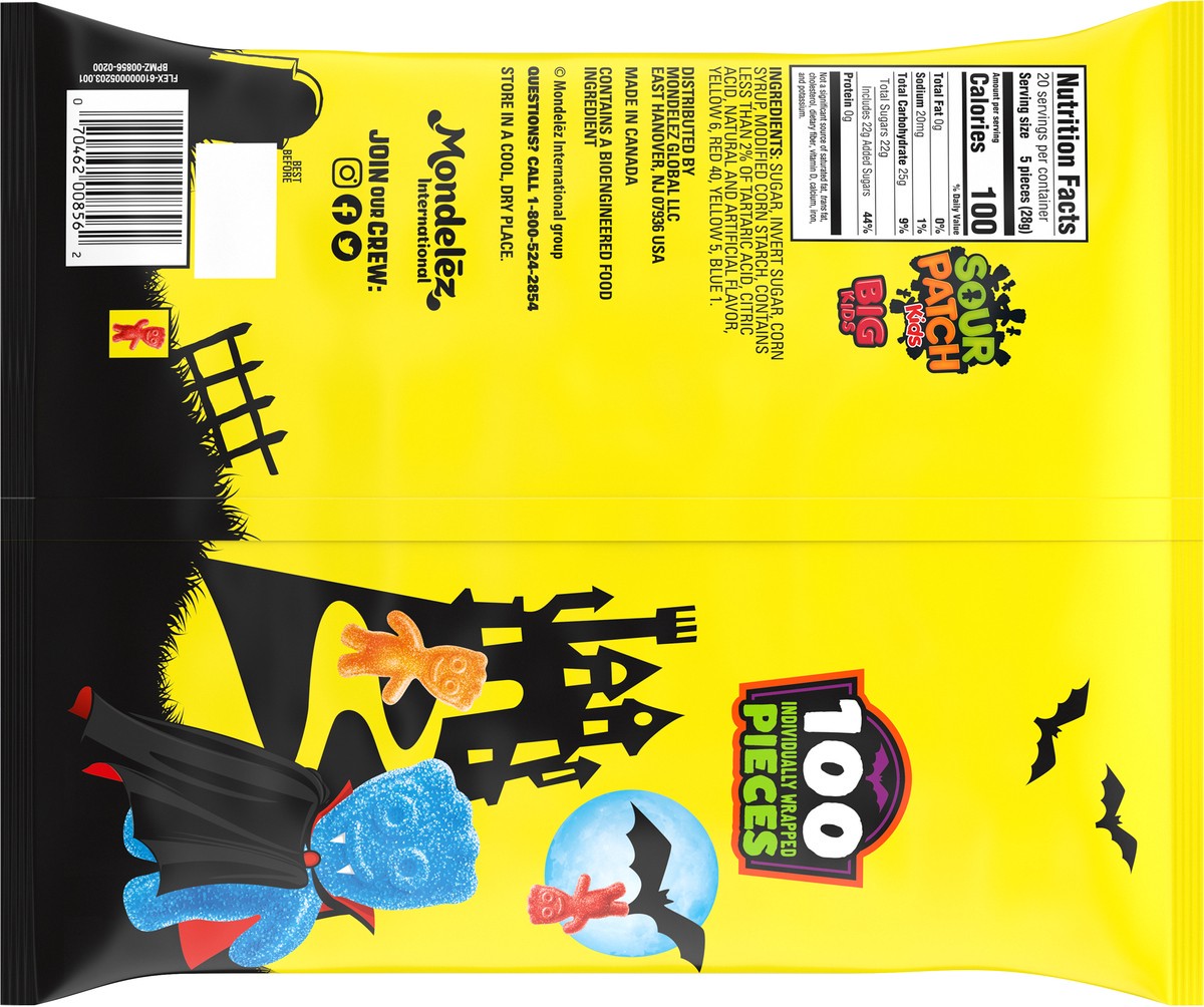 slide 5 of 9, SOUR PATCH KIDS BIG Individually Wrapped Soft & Chewy Halloween Candy, Bulk Candy, 100 Pieces, 19.4 oz