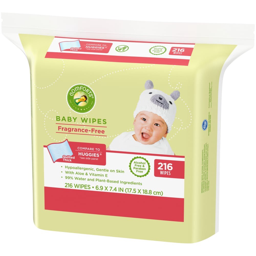 slide 2 of 3, Comforts Fragrance-Free Baby Wipes, 216 ct