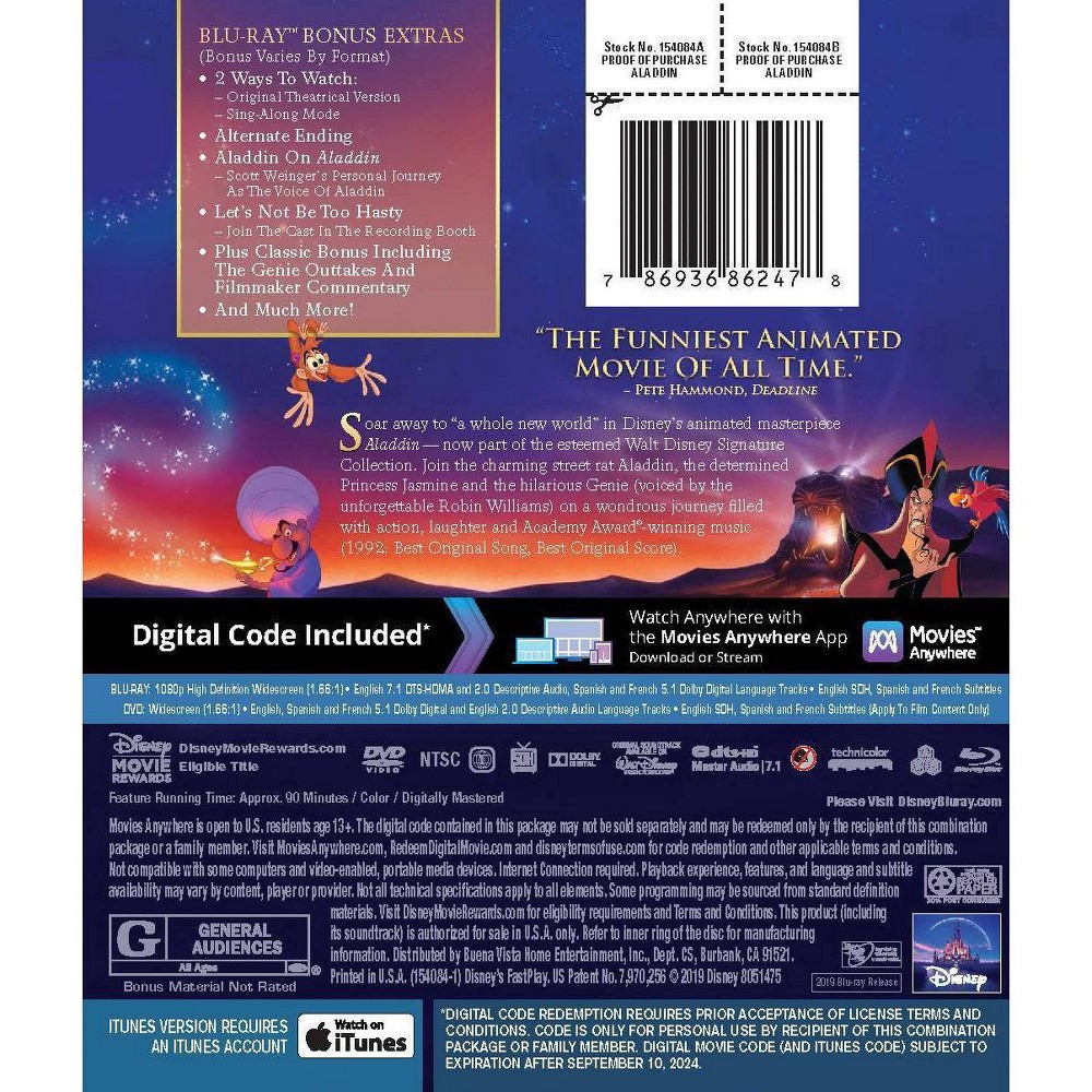 slide 2 of 2, Disney Aladdin: Signature Collection Multi-Screen Edition Blu-Ray+DVD+Digital, 1 ct