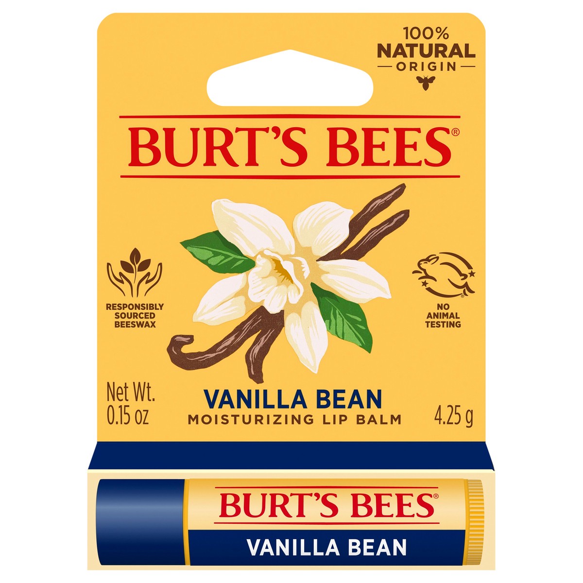 slide 1 of 5, Burt's Bees 100% Natural Origin Moisturizing Lip Balm, Vanilla Bean, 1 Tube, 0.15 oz