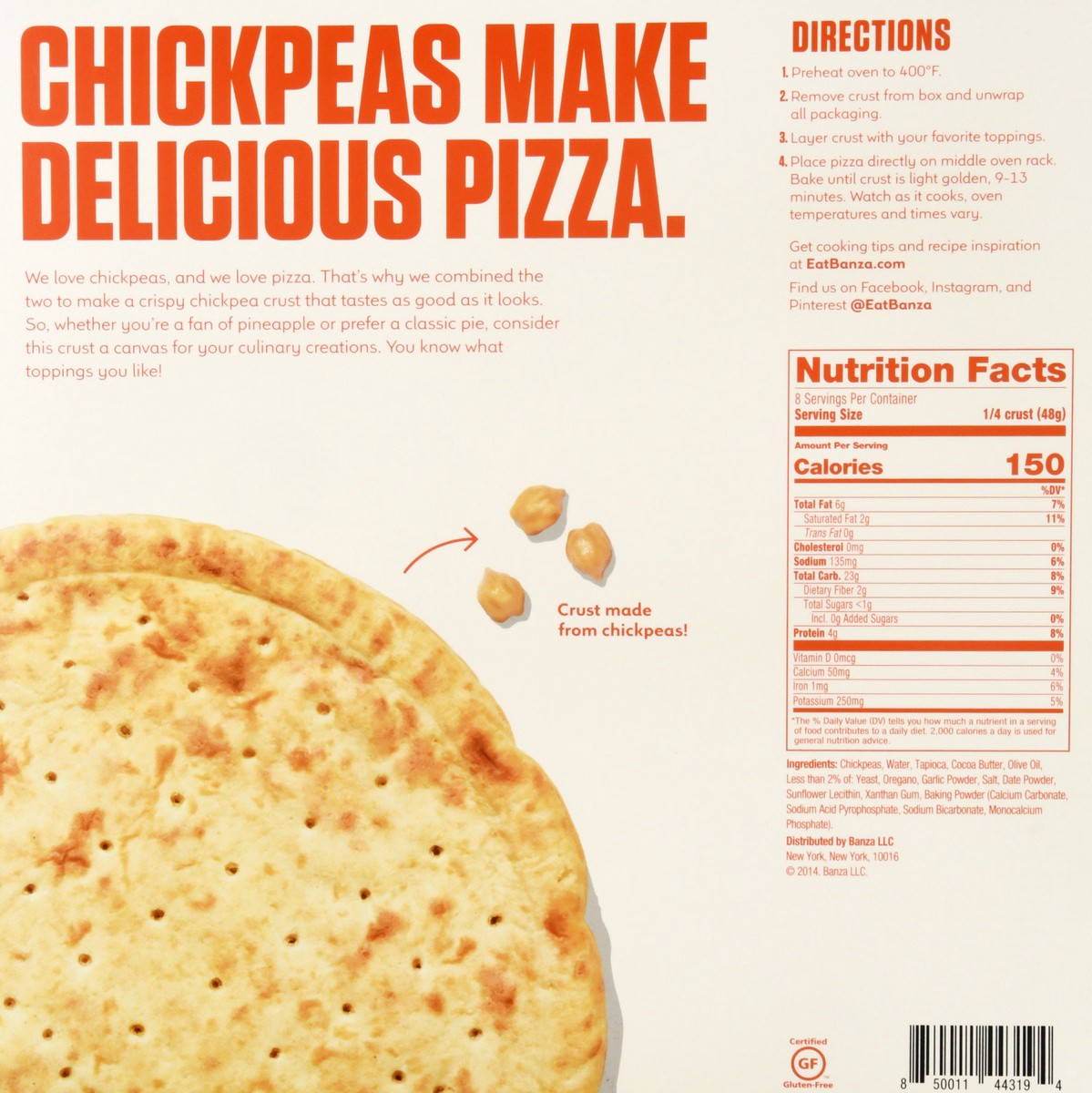 slide 3 of 9, Banza Chickpea Plain Pizza Crust, 1 ct