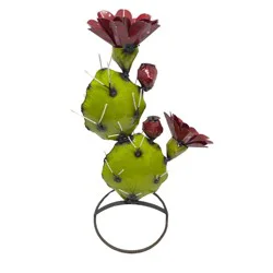 Creative Decor Sourcing Prickly Pear Cactus Metal Garden Statue
