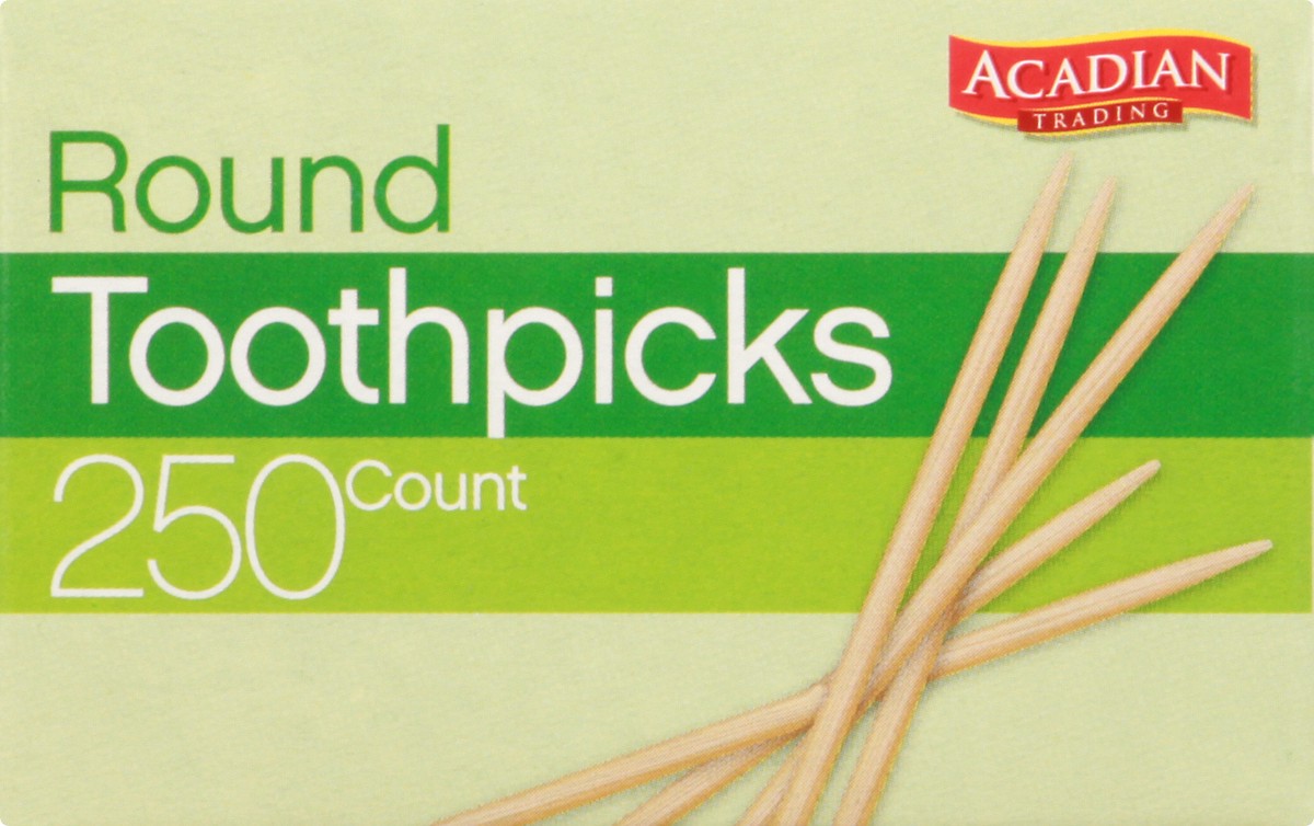 slide 1 of 8, Acadian Trading Round Toothpicks 250 ea, 250 ct