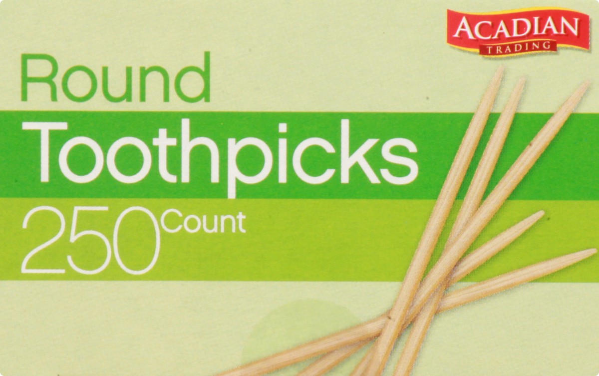 slide 3 of 8, Acadian Trading Round Toothpicks, 250 ct