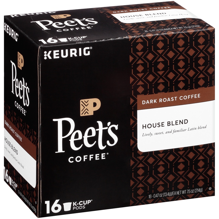 slide 2 of 7, Peet's Coffee House Blend Deep Roast Coffee K-Cup Pods, 16 ct