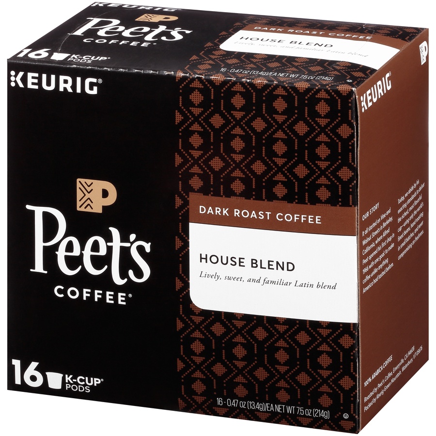 slide 3 of 7, Peet's Coffee House Blend Deep Roast Coffee K-Cup Pods, 16 ct