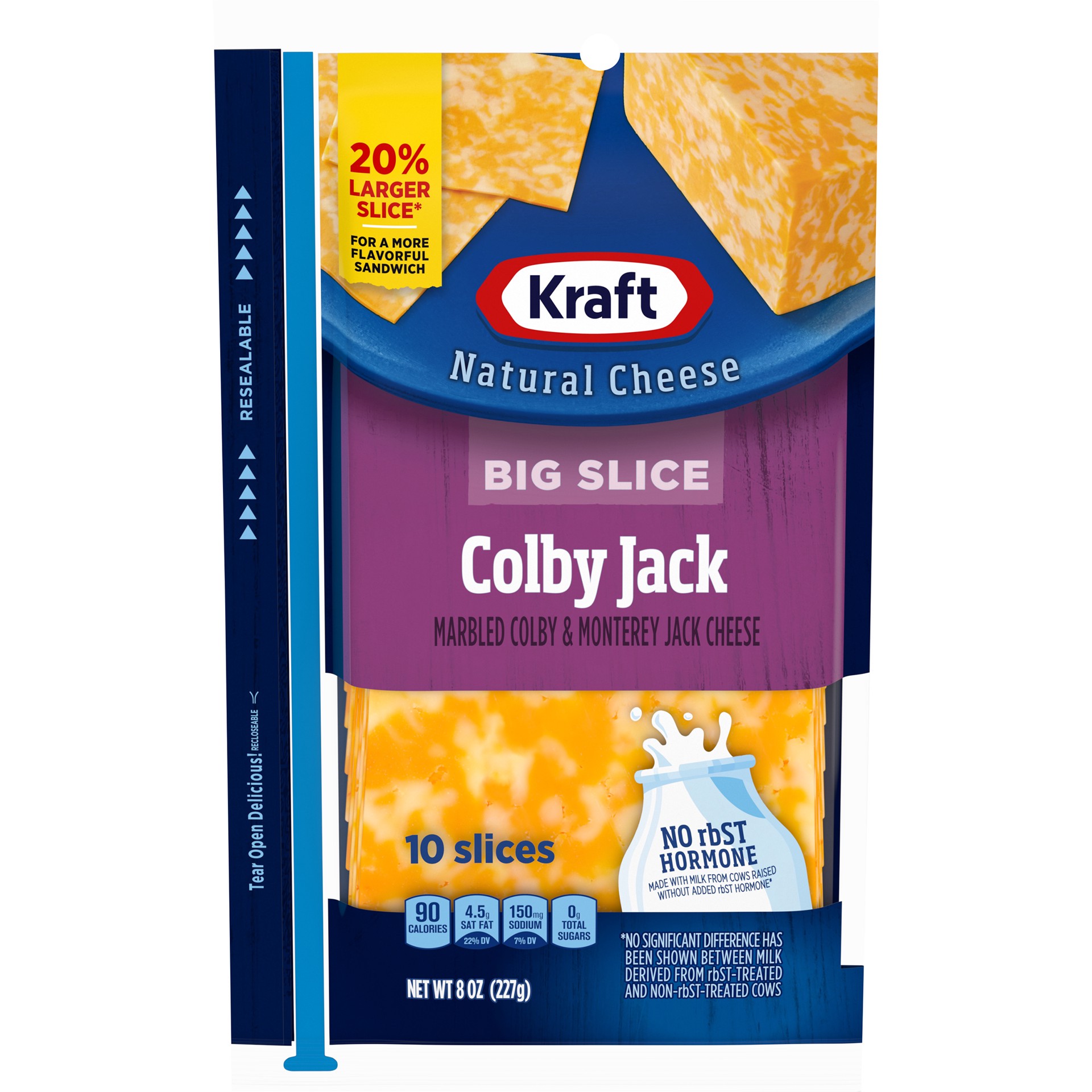 slide 1 of 10, Kraft Big Slice Colby Jack Marbled Cheese Slices, 10 ct Pack, 10 ct