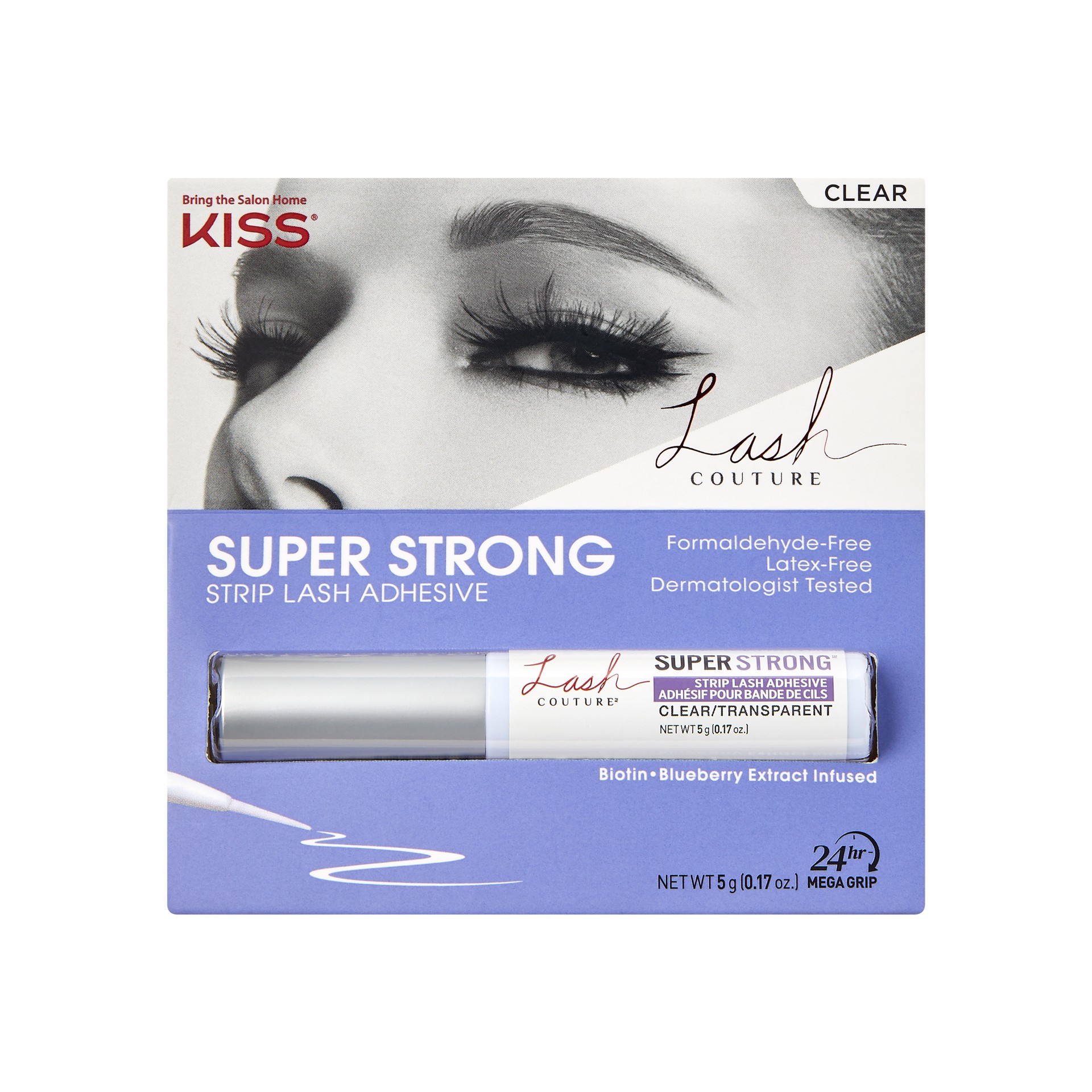 slide 1 of 9, Kiss Products, Inc. Kiss Lash Couture Strip Lash Adhesive, Latex-Free, Clear, 0.17 oz