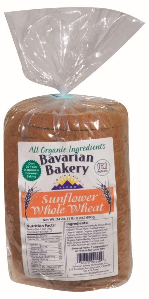 slide 1 of 1, Bavarian Bakery Organic Sunflower Whole Wheat Bread, 24 oz