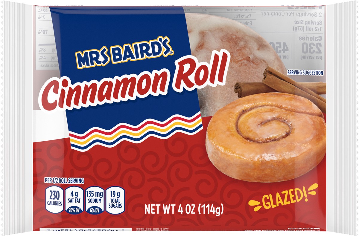 slide 5 of 9, Mrs. Baird's Glazed Cinnamon Roll, Individually Wrapped, 4 oz, 1 ct