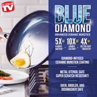 slide 16 of 19, Blue Diamond Enhanced Ceramic Non-Stick Frypan - Blue, 10 in