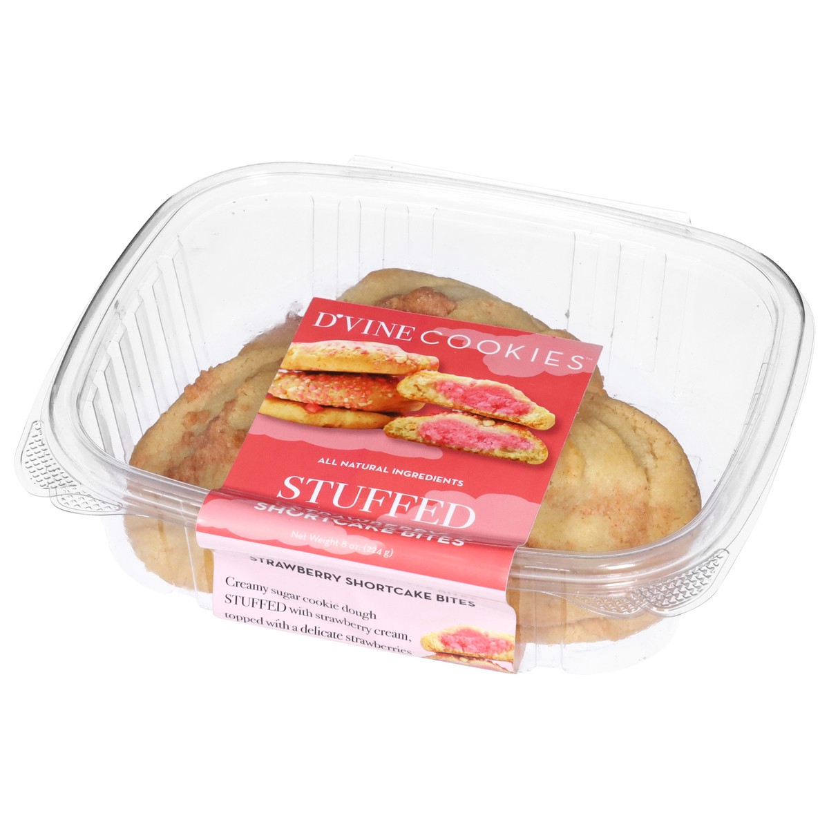 slide 2 of 4, D'Vine Cookies Stuffed Strawberry Shortcake Bites 8 oz, 8 oz