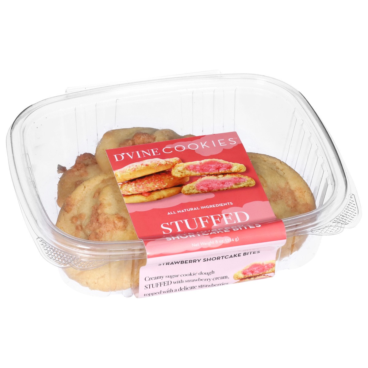 slide 3 of 4, D'Vine Cookies Stuffed Strawberry Shortcake Bites 8 oz, 8 oz