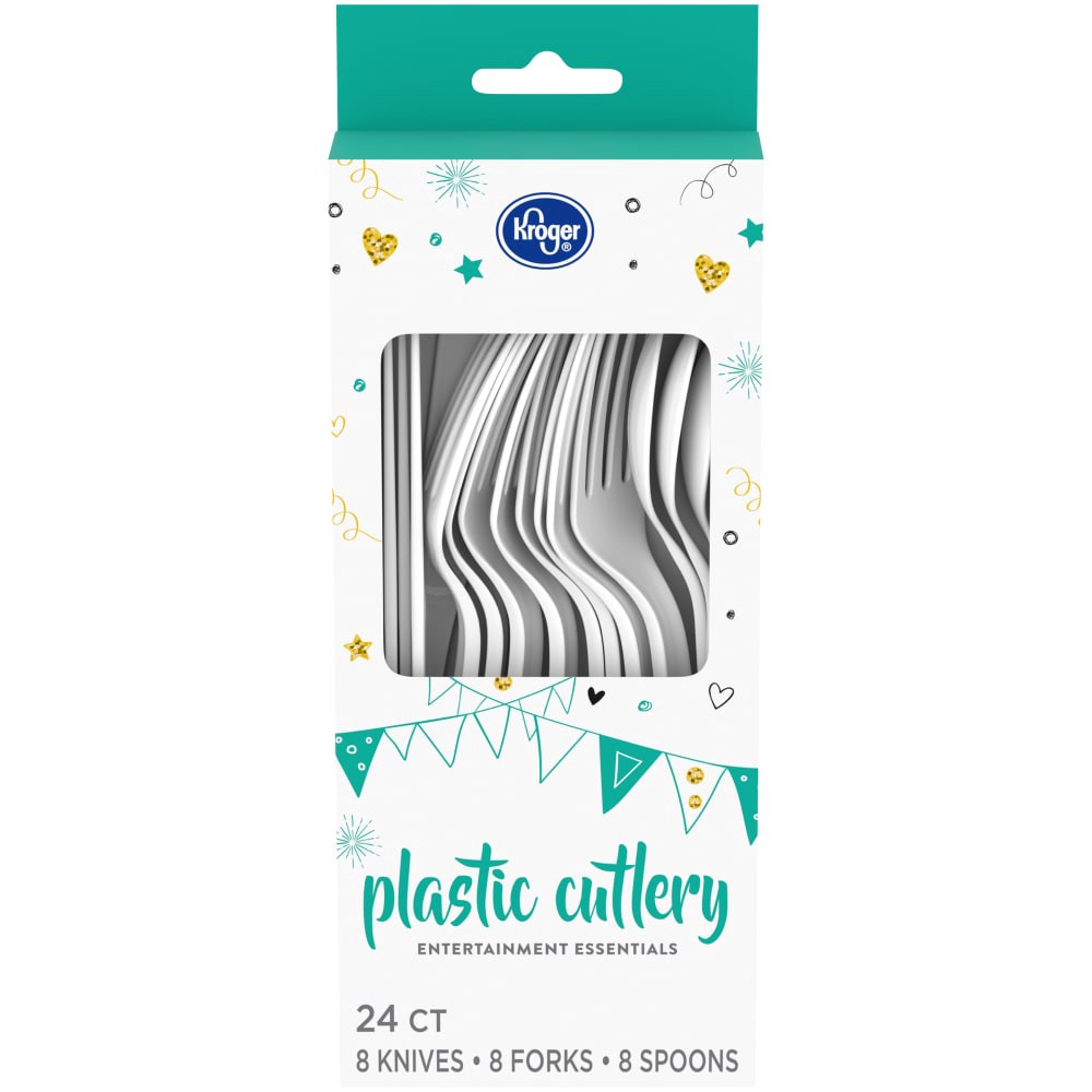 slide 1 of 3, Kroger Home Sense Kroger Entertainment Essentials Plastic Cutlery - White, 24 ct