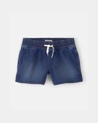 Oshkosh Girls Denim Drawstring Pull-On Shorts - Dark Wash Blue 7