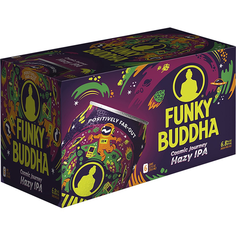 slide 1 of 1, Funky Buddha Hazy IPA Cosmic Journey Beer 6 - 12 fl oz Cans, 6 ct