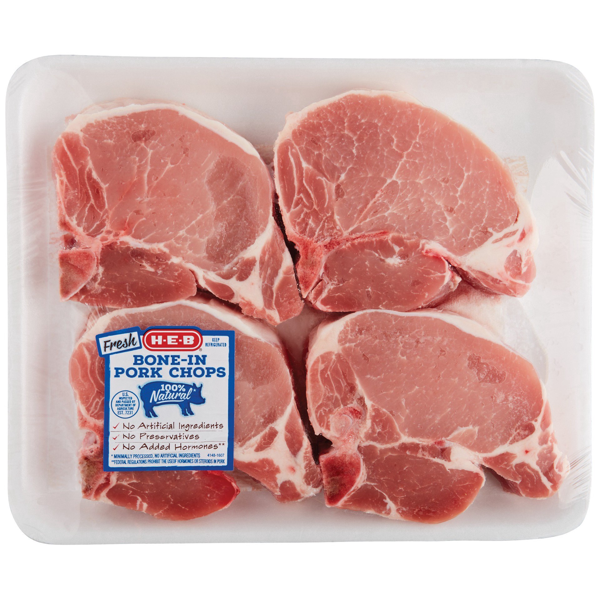 slide 1 of 1, H-E-B Bone-in Center Loin Ribeye Pork Chops, Thick Cut - Value Pack, per lb