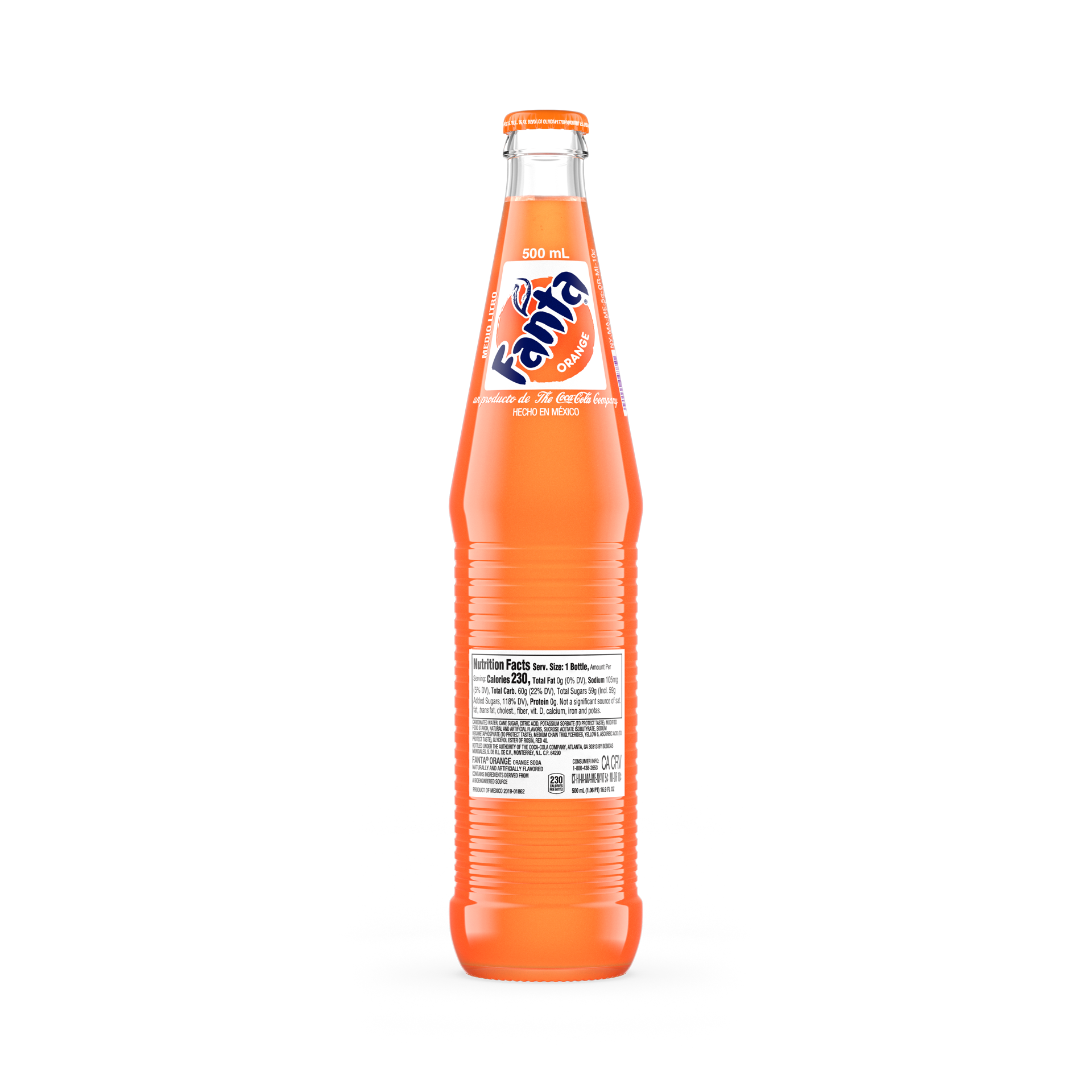 slide 4 of 5, Fanta Orange Mexico Glass Bottle, 500 mL, 16.9 fl oz