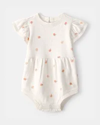 Carters Baby Girl Peach Romper - Ivory Ivory 18M