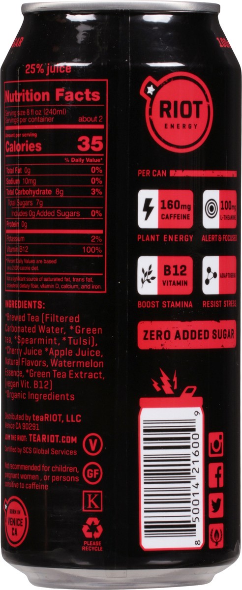 slide 5 of 9, Riot Energy Organic Cherry Watermelon Energy Drink, 16 fl oz