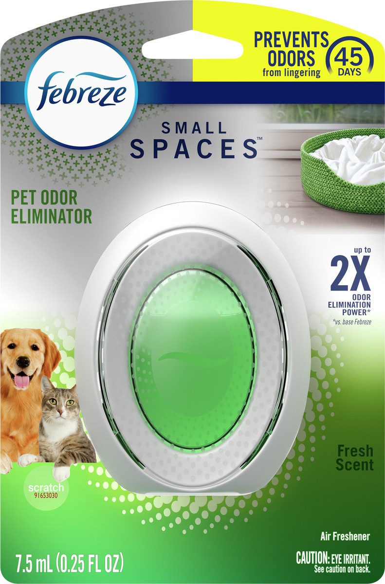 slide 6 of 6, Febreze Small Spaces Air Freshener, Odor-Fighting, Heavy Duty Pet Scent, 1 Count, 0.25 fl oz