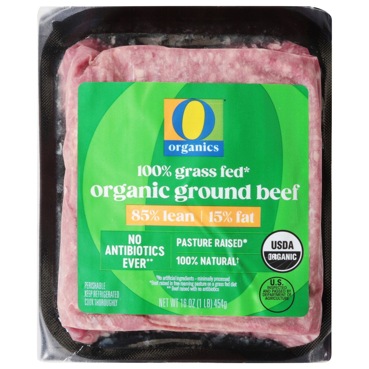 slide 8 of 14, O Organics 85% Lean 15% Fat Ground Beef - 16 oz, 16 oz