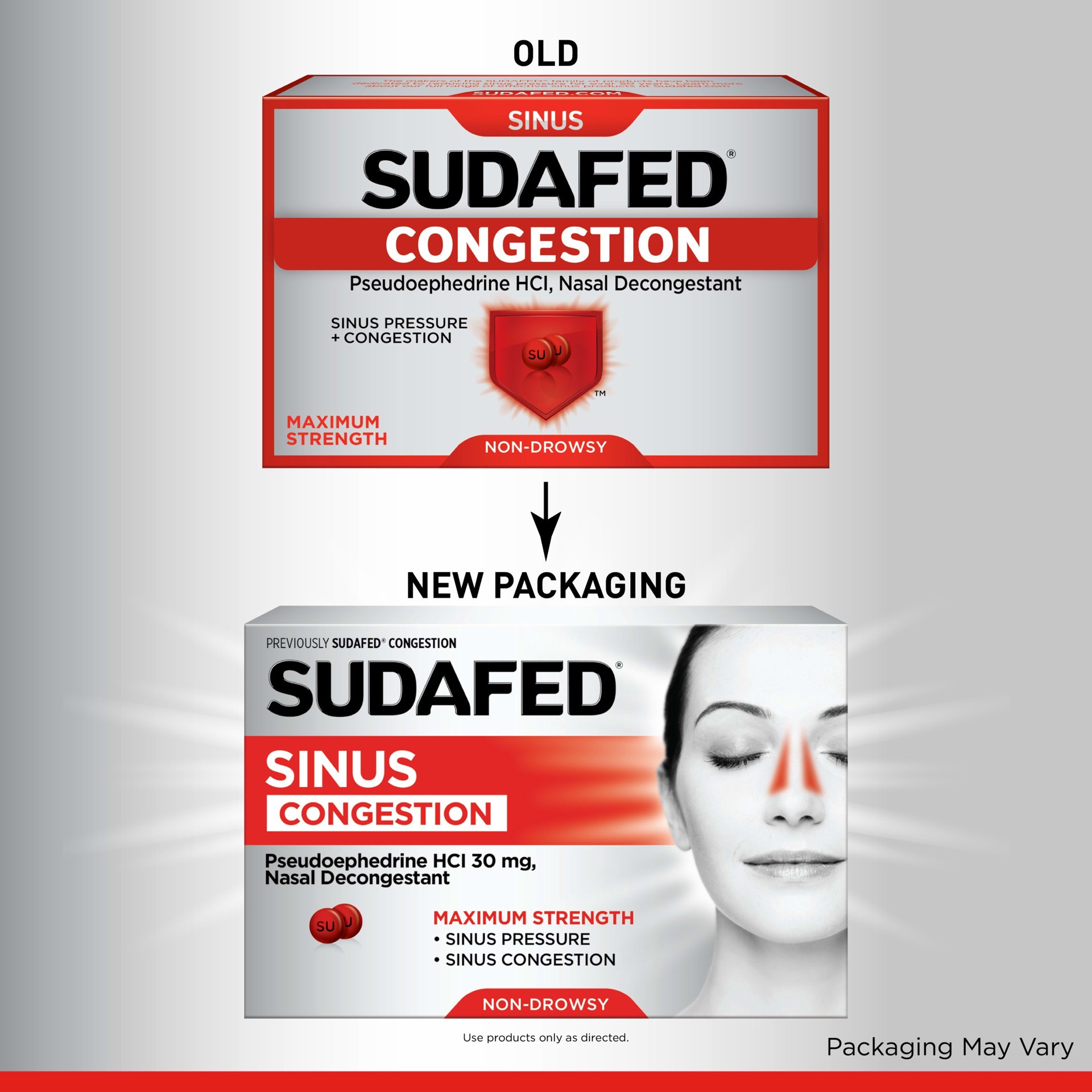 slide 3 of 5, Sudafed Tablets 30 mg Maximum Strength Non-Drowsy Sinus Congestion 48 ea, 