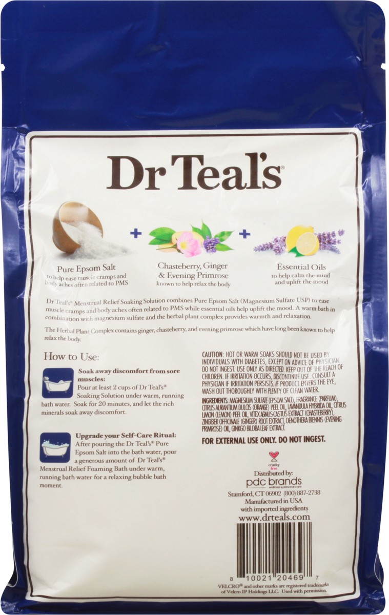 slide 4 of 13, Dr. Teal's Menstrual Relief Pure Epsom Salt Soaking Solution, 3 lb