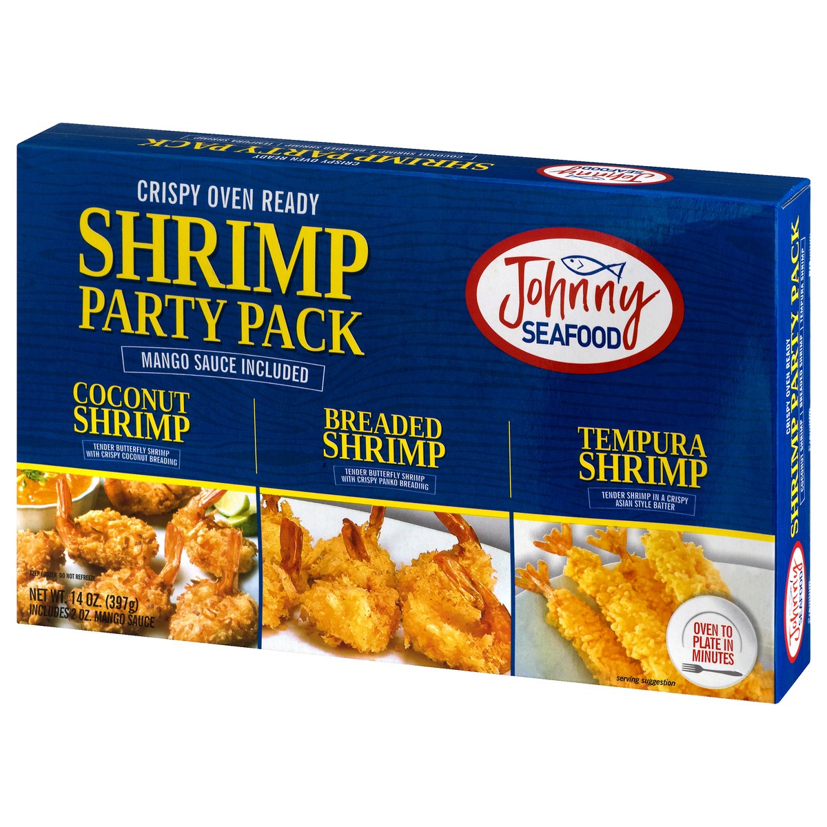 slide 2 of 12, Johnny Seafood Crispy Oven Ready Coconut/Breaded/Tempura Shrimp Party Pack 14 oz, 14 oz