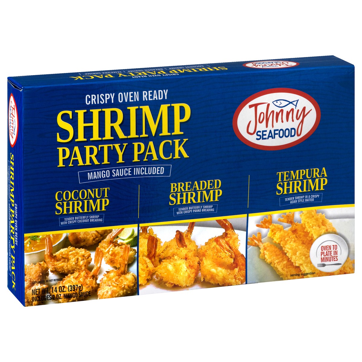 slide 4 of 12, Johnny Seafood Crispy Oven Ready Coconut/Breaded/Tempura Shrimp Party Pack 14 oz, 14 oz