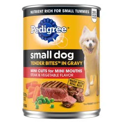 Pedigree Small Dog Mini Cuts in Gravy Steak & Vegetable Flavor Food for Dogs 13.2 oz