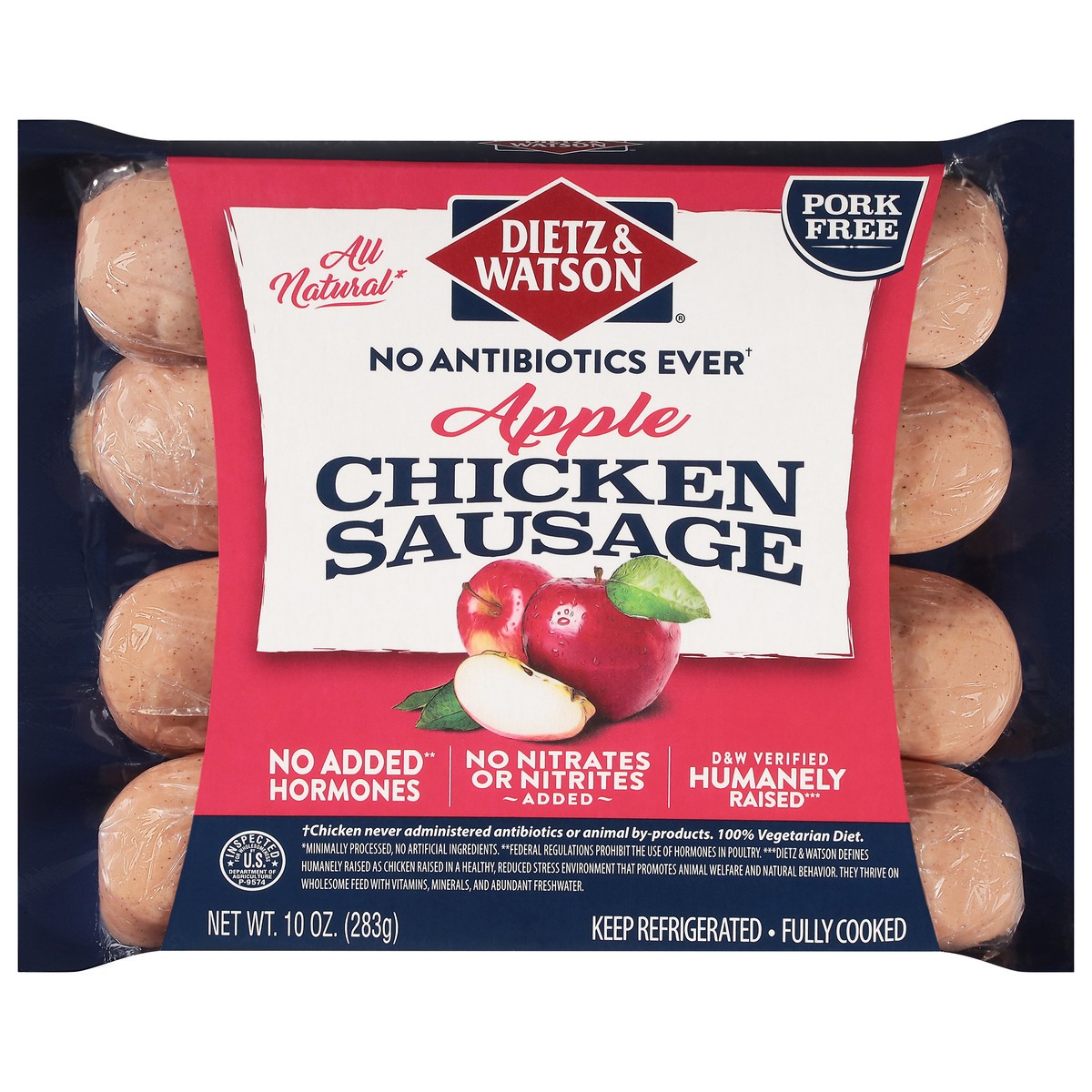 slide 11 of 14, Dietz & Watson Pork Free Apple Chicken Sausage 10 oz, 10 oz
