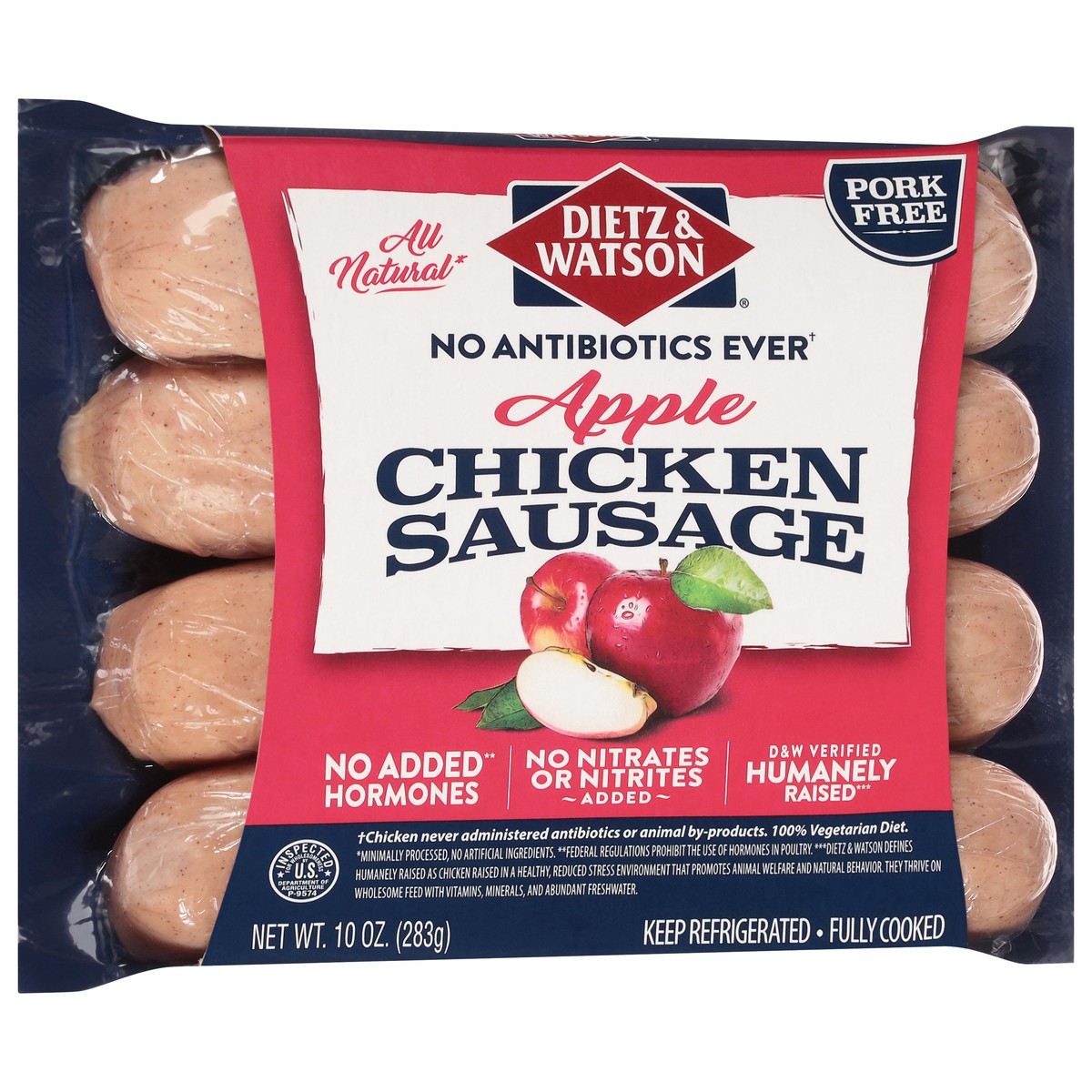 slide 5 of 14, Dietz & Watson Pork Free Apple Chicken Sausage 10 oz, 10 oz