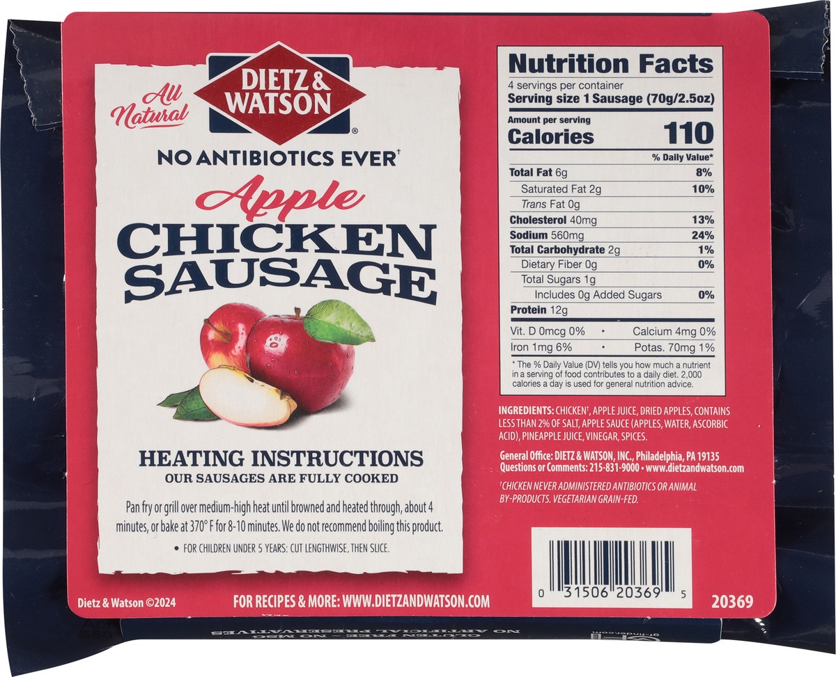 slide 13 of 14, Dietz & Watson Pork Free Apple Chicken Sausage 10 oz, 10 oz