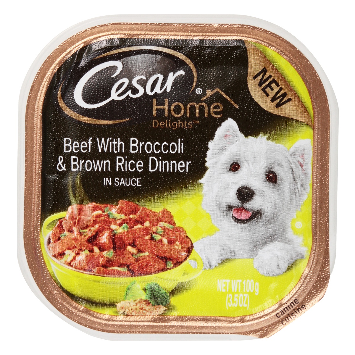 slide 1 of 1, Cesar Home Delights Beef With Broccoli And Brown Rice Dinner Dog Food Trays, 3.5 oz