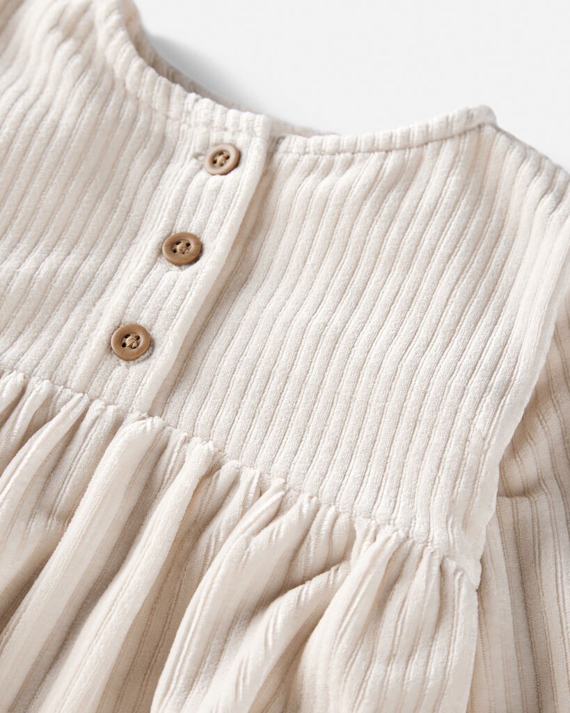 slide 5 of 5, Littleplanet Baby Girl Recycled Velour Dress Cream 24M, 1 ct