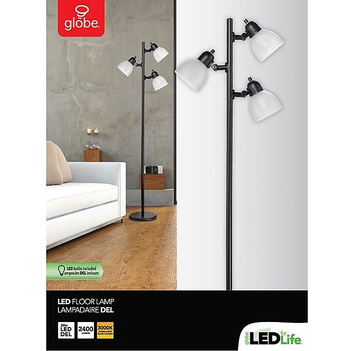 slide 2 of 2, Globe Electric LED for Life 3-Light Tree Lamp - Matte Black, 1 ct