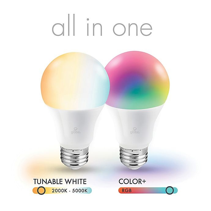 slide 3 of 7, Globe Electric Smart Wi-Fi 60-Watt Equivalent A19 Color Changing Tunable LED Bulb - White, 3 ct