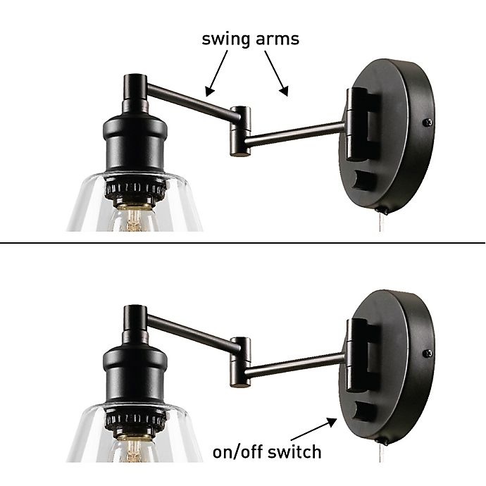 slide 3 of 13, Globe Electric LeClair 1-Light Plug-In/Hardwire Wall Sconce - Oil Rubbed Bronze with Clear Glass Shade, 1 ct