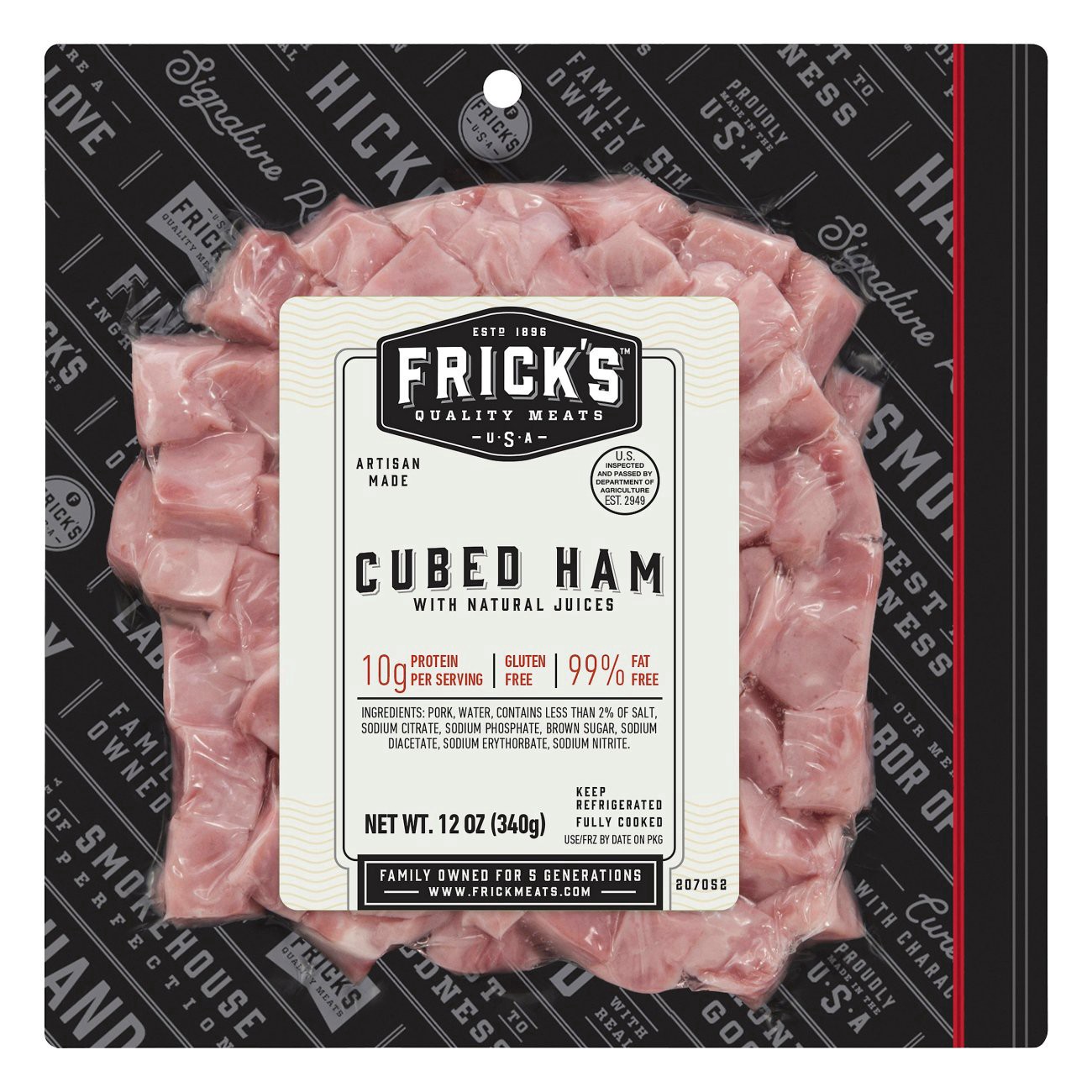 slide 1 of 1, Frick's Ham, Boneless, Cubed, 12 oz, 12 oz