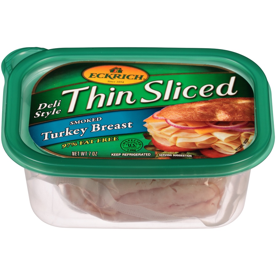slide 1 of 1, Eckrich Deli Style Thin Sliced Smoked Turkey Breast 7 Oz. Tub, 8 oz