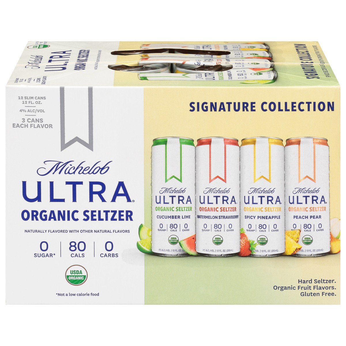 slide 1 of 10, Michelob Ultra Signature Collection Organic Hard Seltzer 12 - 12 fl oz Cans, 12 ct
