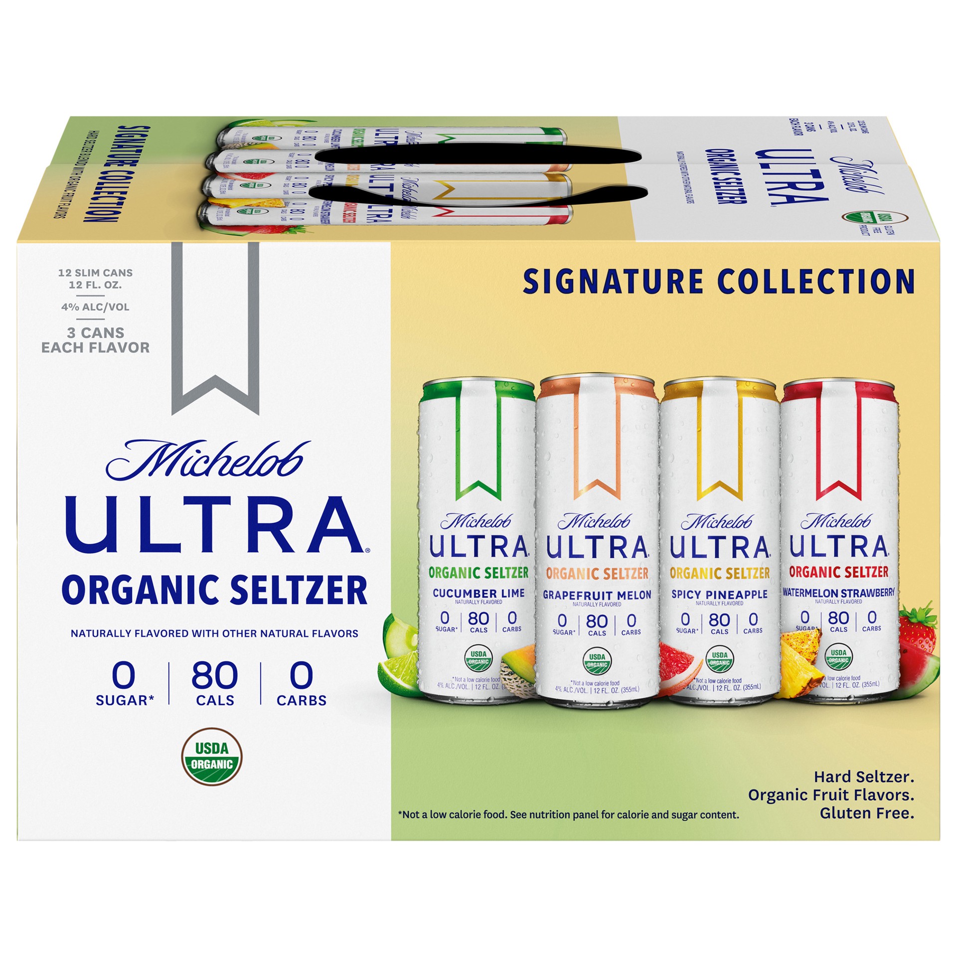 slide 4 of 10, Michelob ULTRA Organic Hard Seltzer, Variety Pack, 12 Pack, 12 FL OZ Slim Cans, 1 ct
