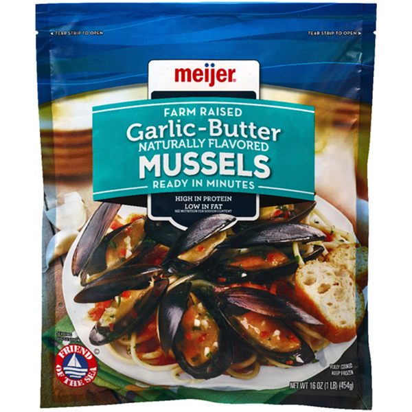 slide 1 of 1, Meijer Garlic Butter Mussels Bag, 16 oz