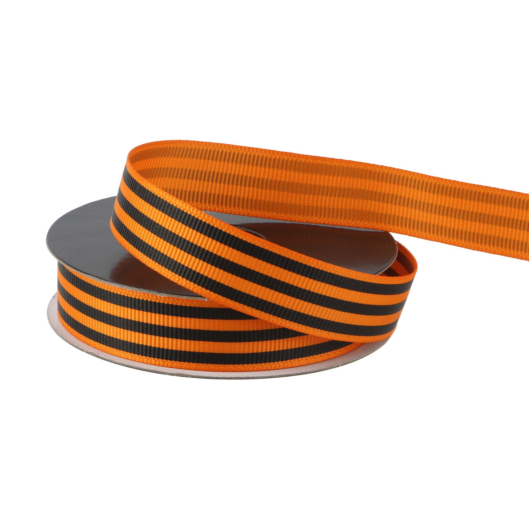 slide 2 of 3, 5/8" X 4yd. Orange & Black Stripes Ribbon By Celebrate It Halloween, 5/8 in x 4 yd