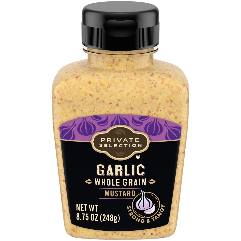 slide 1 of 1, Private Selection Whole Grain Garlic Mustard, 8.75 oz