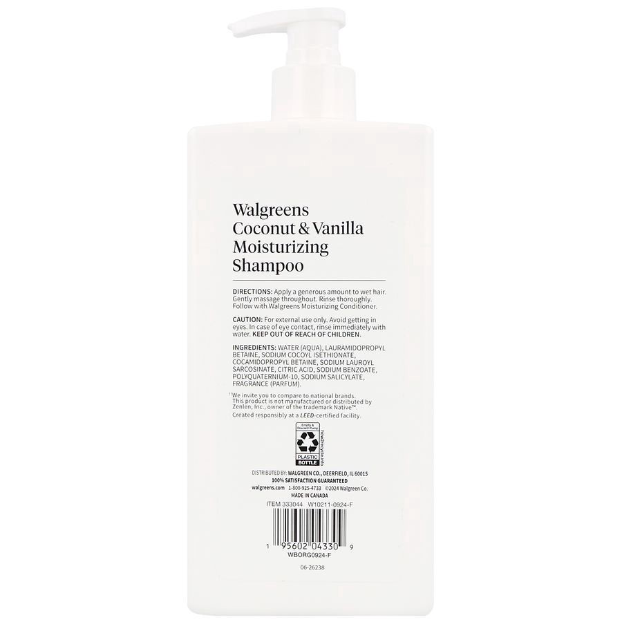 slide 3 of 5, Walgreens Moisturizing Shampoo Coconut & Vanilla, 18 fl oz