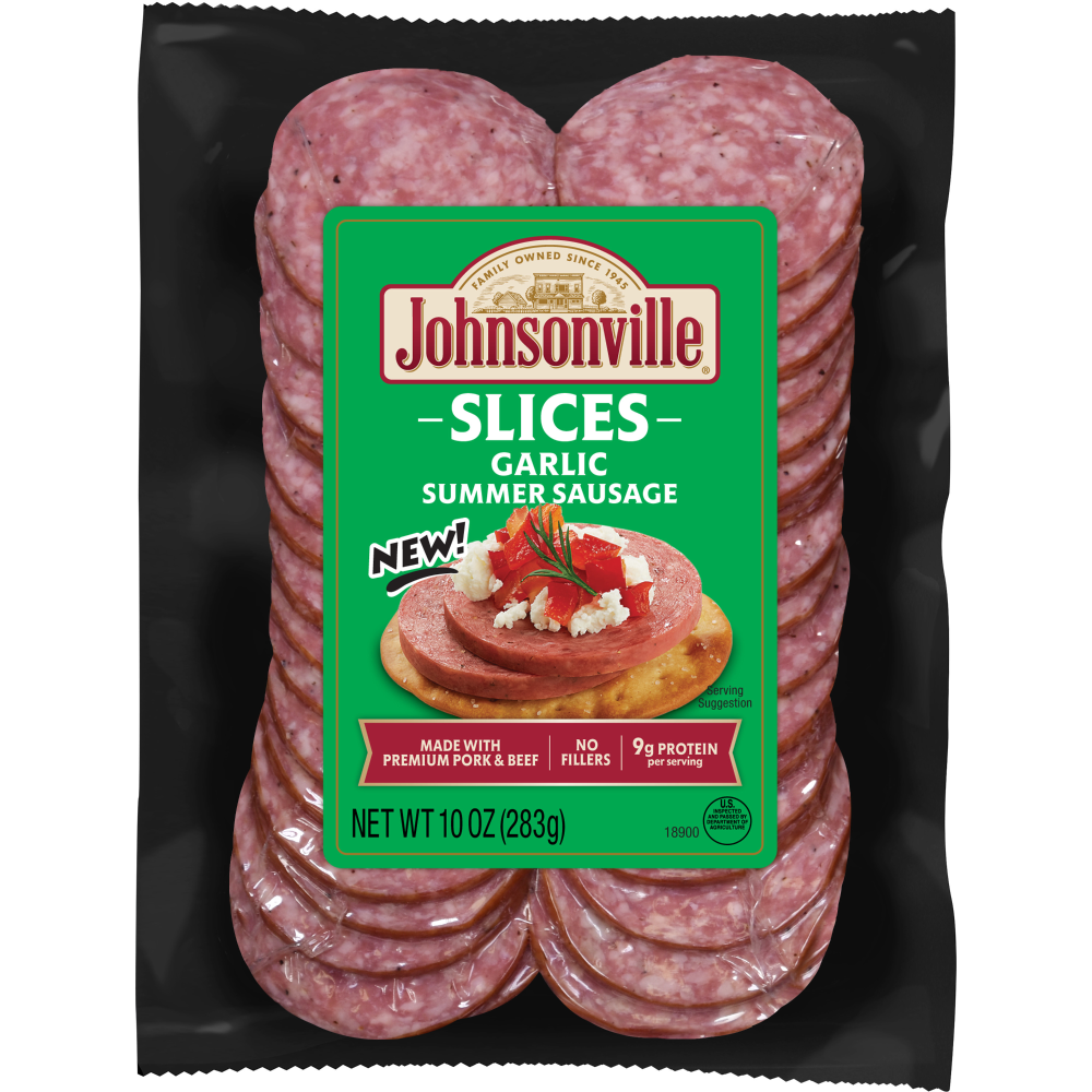 slide 1 of 1, Johnsonville Garlic Summer Sausage Slices, 10 oz