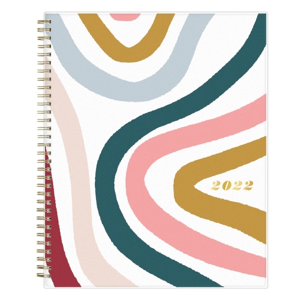 slide 1 of 5, Blue Sky Brit + Co Frosted Weekly/Monthly Planner, 8-1/2'' X 11'', Rainbow Swirls, January To December 2022, 136013, 1 ct