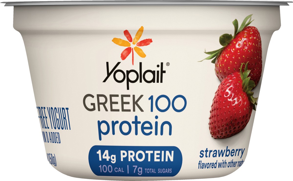 slide 4 of 13, Yoplait Greek 100 Protein Fat Free Strawberry Yogurt 5.3 oz, 5.3 oz